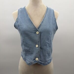 Luvamia Denim Vest Sleeveless Women's Casual Western Summer Concert Buttons S